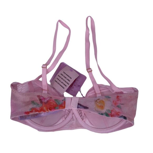 NWT Savage Fenty Pink Floral Lace Underwire Bra with Crystals Size 32D - Picture 3 of 4